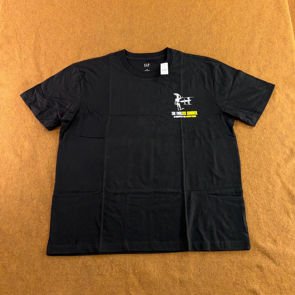 Gap Mens XL Black The Endless Summer Graphic Surf Short Sleeve T-Shirt NWT
